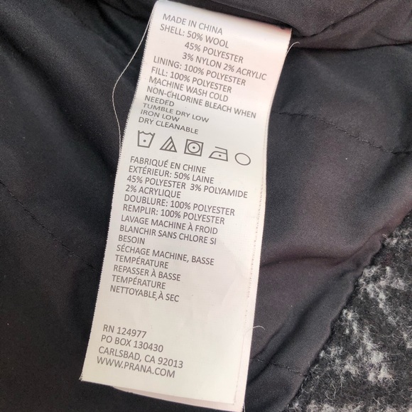 PRANA Med wool jacket Thick Black Gray Chevron - Picture 5 of 13